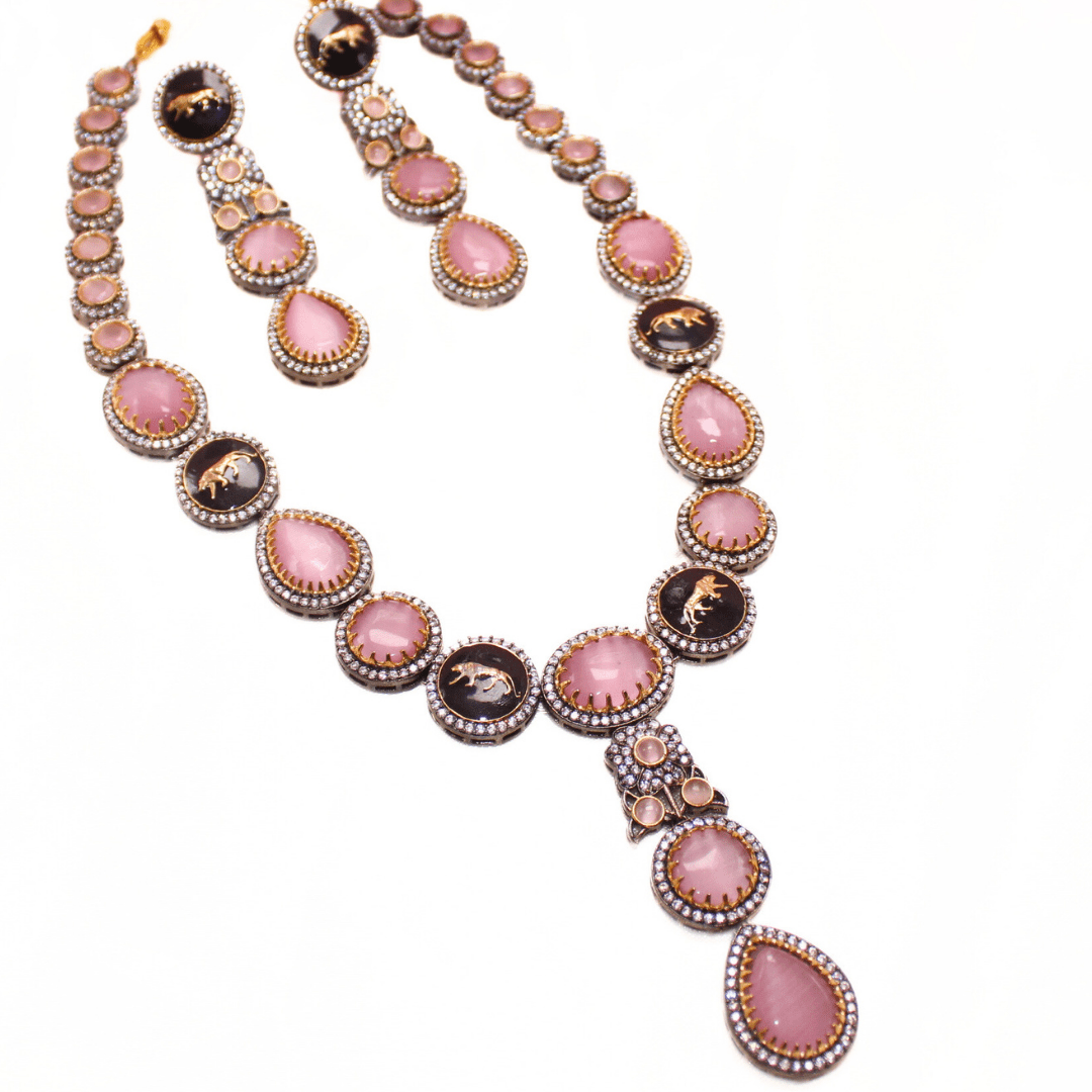SABYASACHI INSPIRED NECKLACE SET - PINK