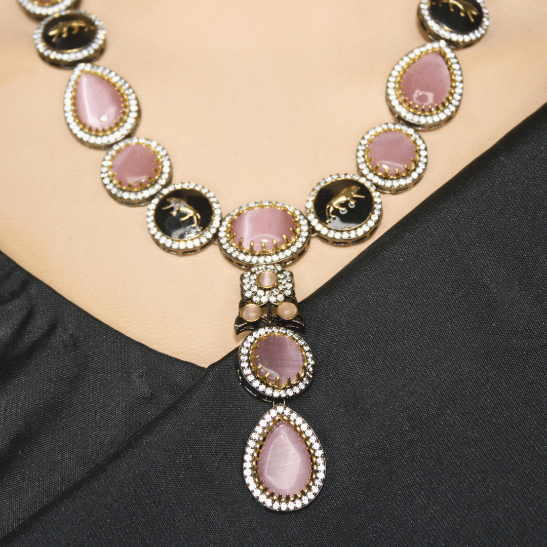 SABYASACHI INSPIRED NECKLACE SET - PINK
