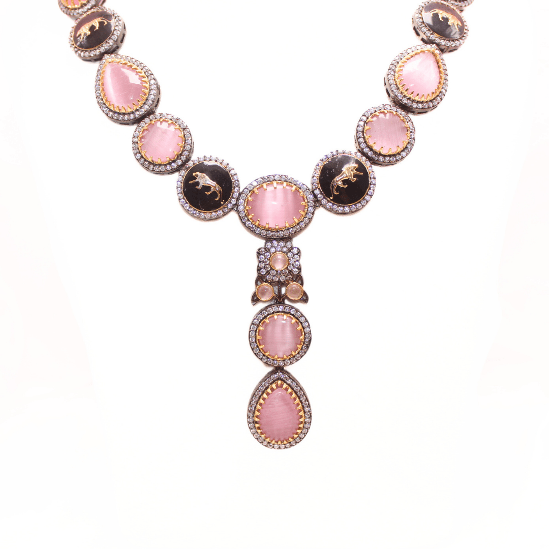 SABYASACHI INSPIRED NECKLACE SET - PINK