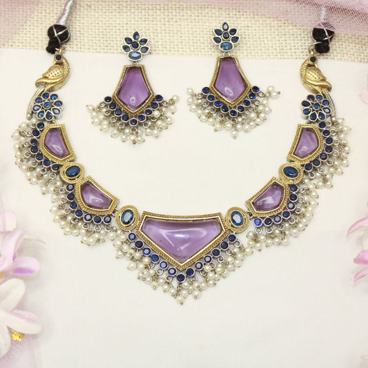 SAYA DUAL - TONE NECKLACE - PURPLE