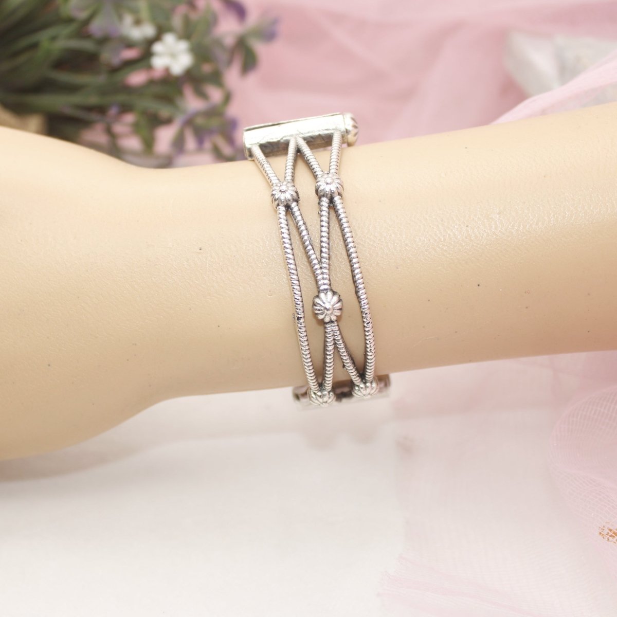 SET OF 2 - SILVER REPLICA OPENABLE BANGLE