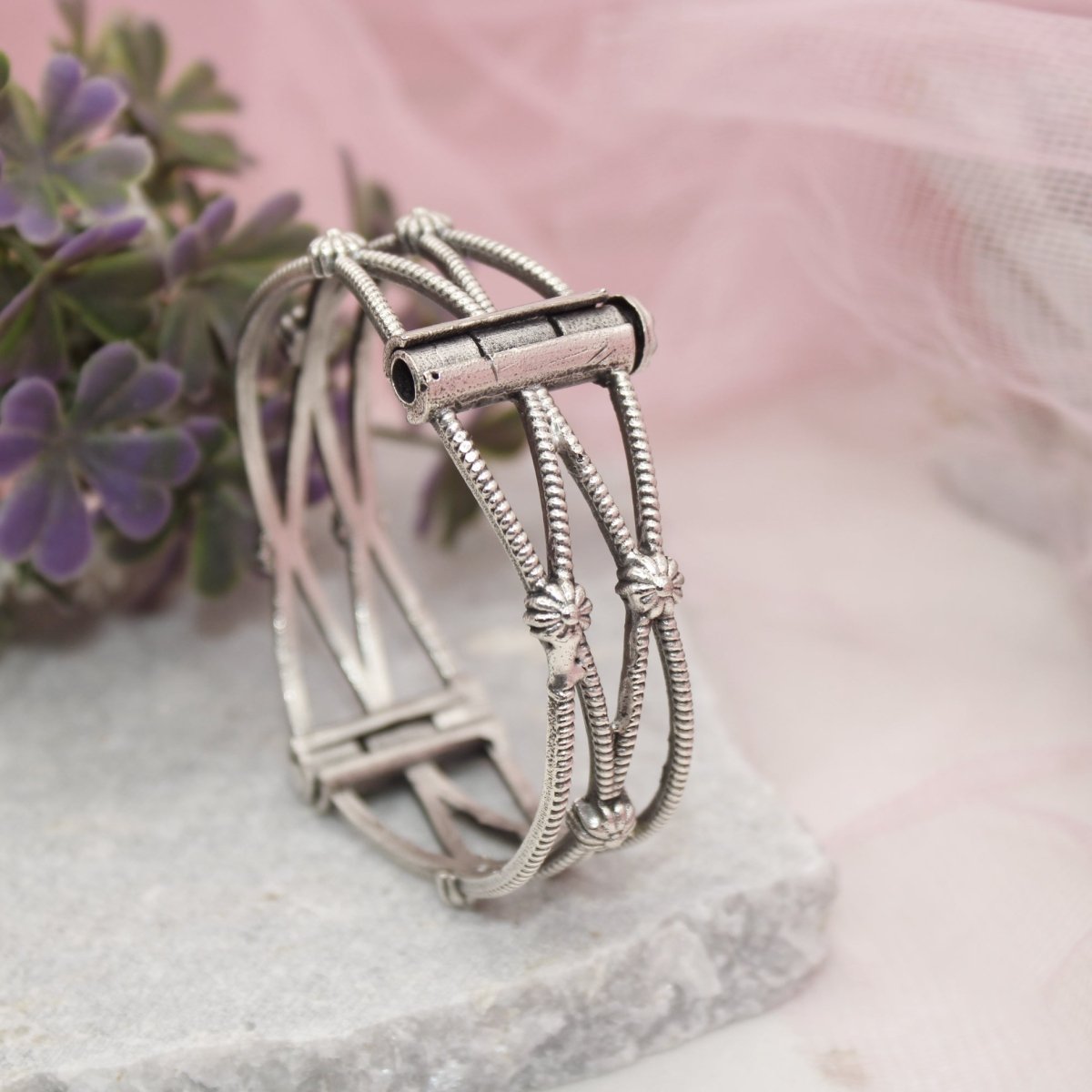 SET OF 2 - SILVER REPLICA OPENABLE BANGLE