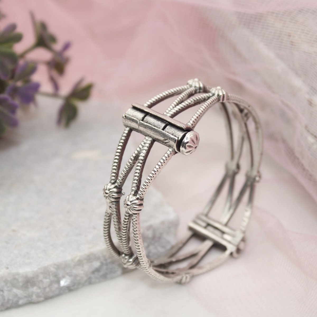SET OF 2 - SILVER REPLICA OPENABLE BANGLE