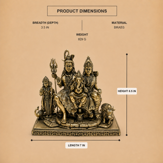 Shiva Parivar Brass Idol — product dimensions