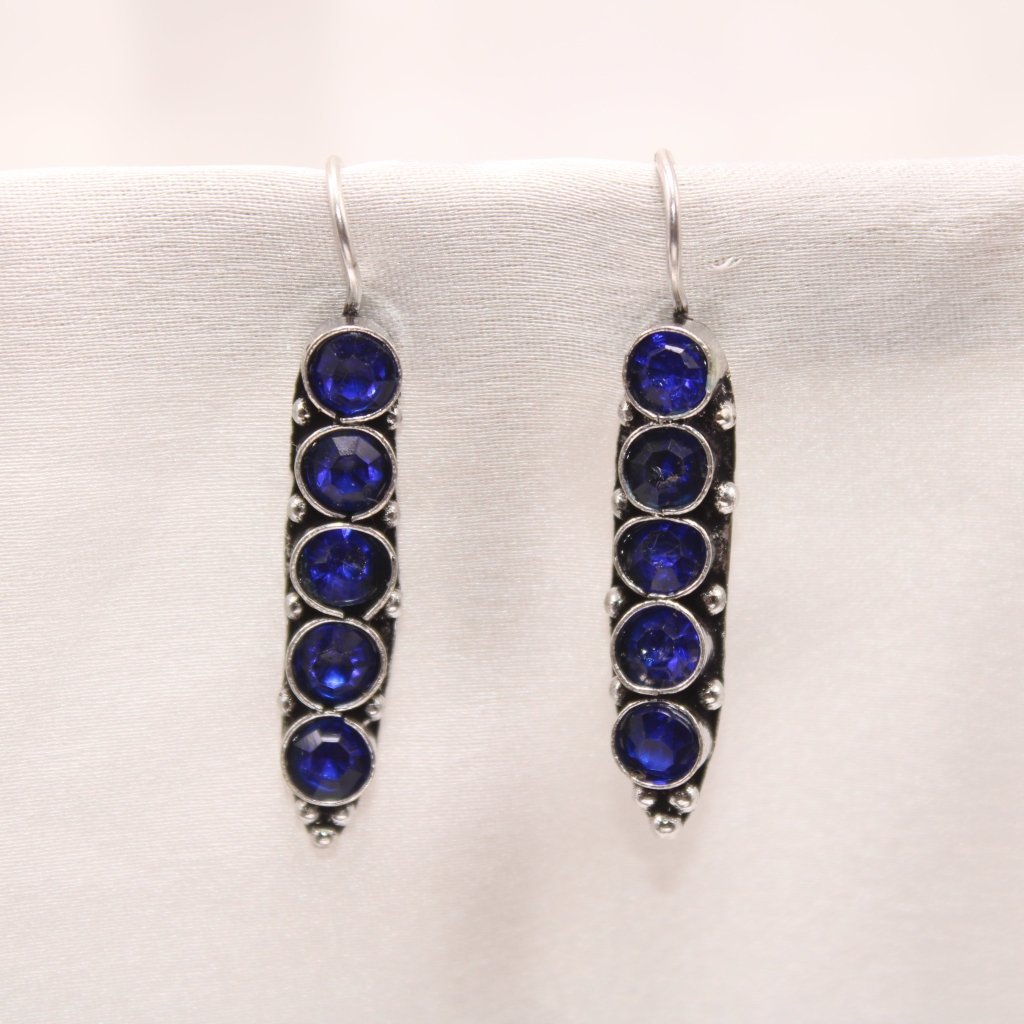 STRING STONE DANGLER EARRING- BLUE