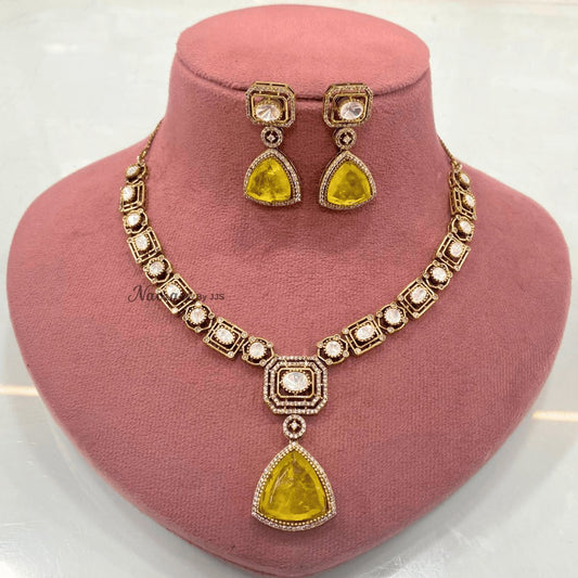 Yellow Stone Heritage Necklace with Matching Earrings
