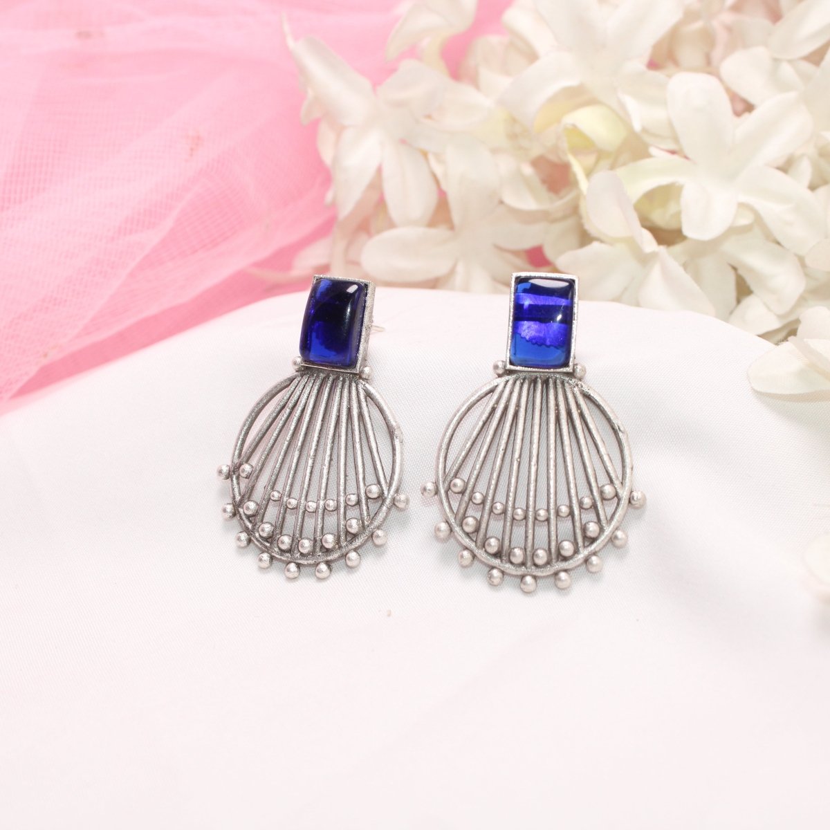 ZIVA MONALISA STONE EARRING - BLUE