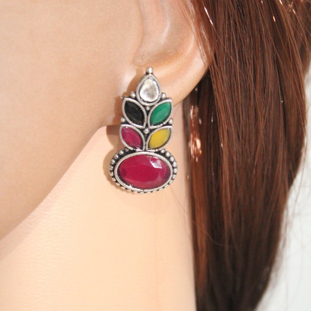 NAGINA LEAF STUD - MULTICOLOUR