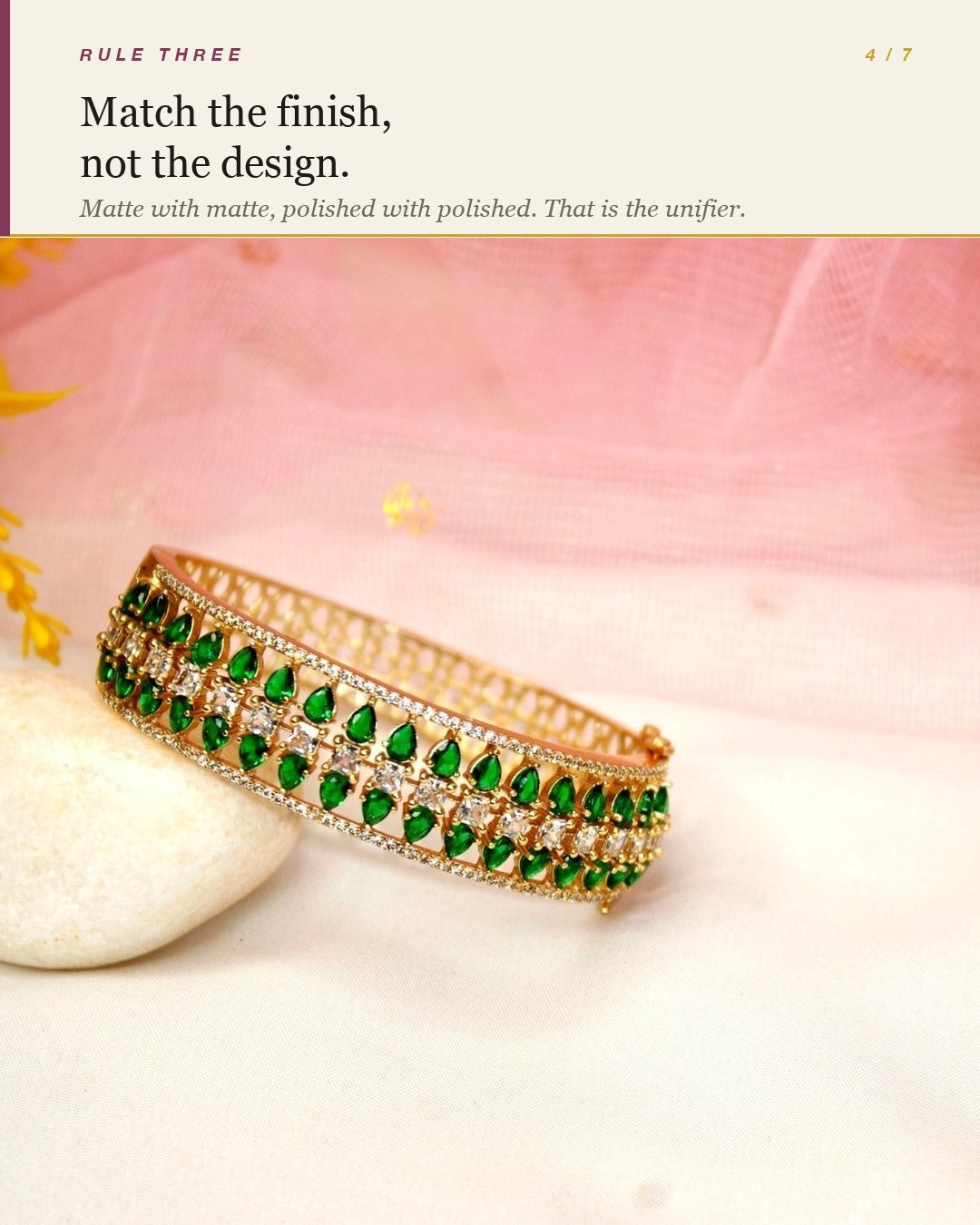 Navraee bangle stacking guide: five rules for layering kada and bangles, with product photographs