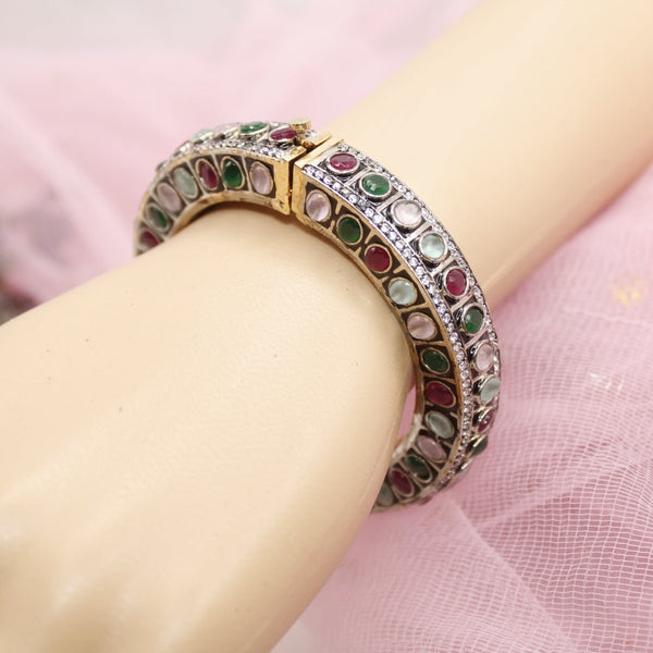 Zircon Bangles and Bracelets - Zircon Kada Gold Plated Multicolour