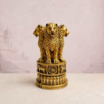 Ashoka Lion Capital Brass Sculpture — premium product hero