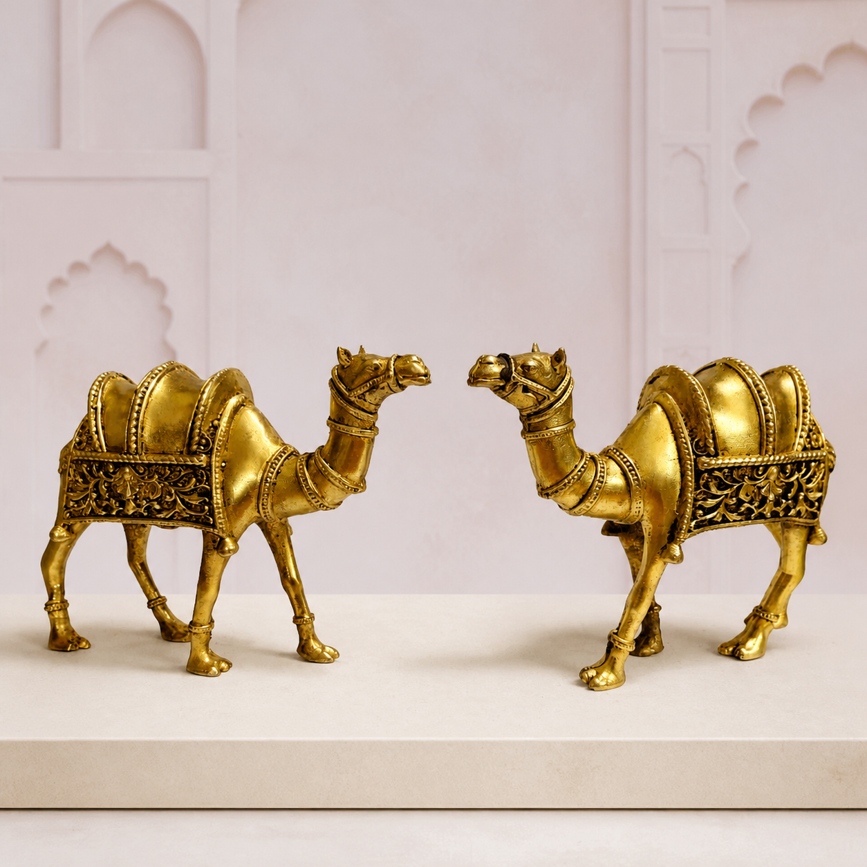 Ornate Brass Camel Pair — premium product hero