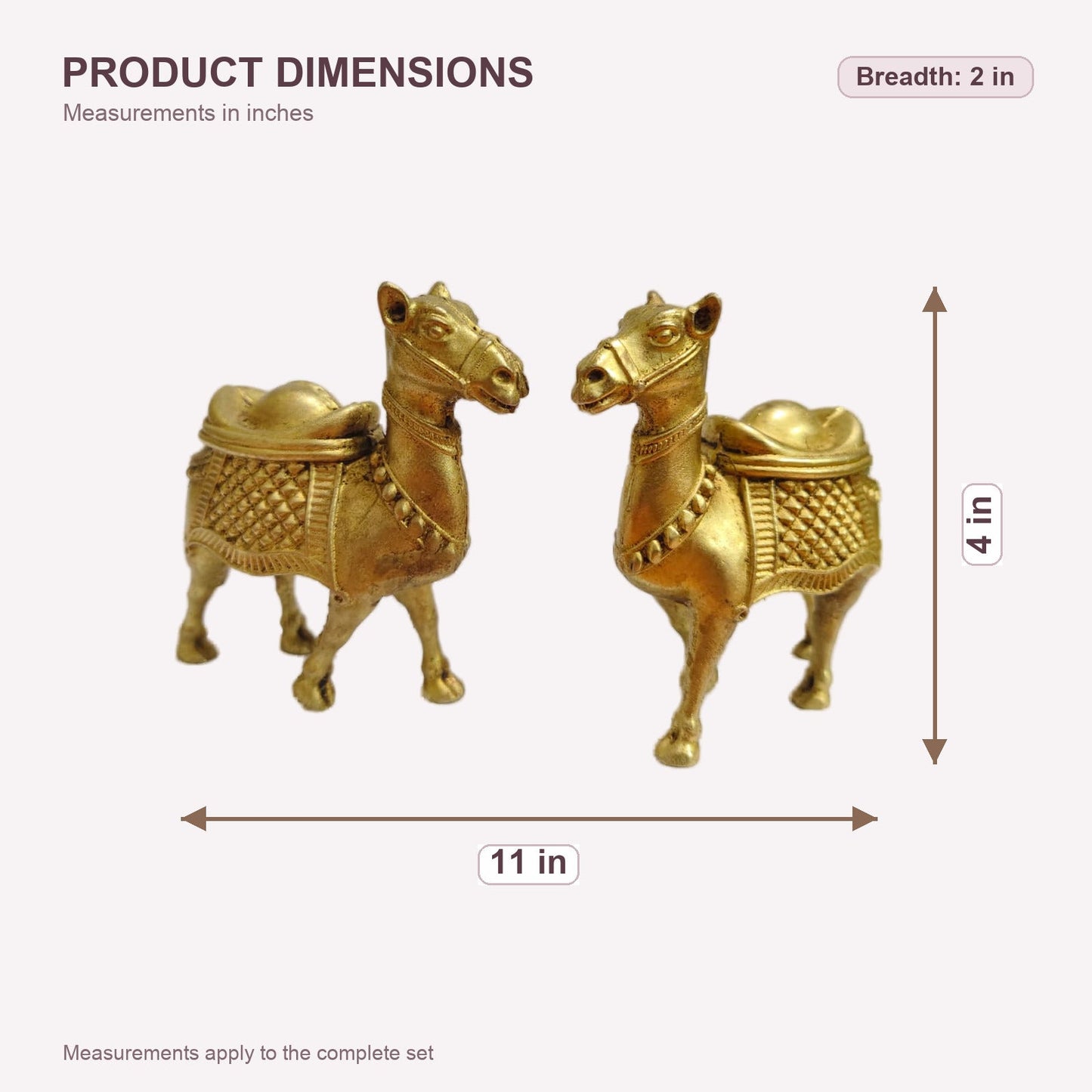 Classic Brass Camel Pair — dimensions