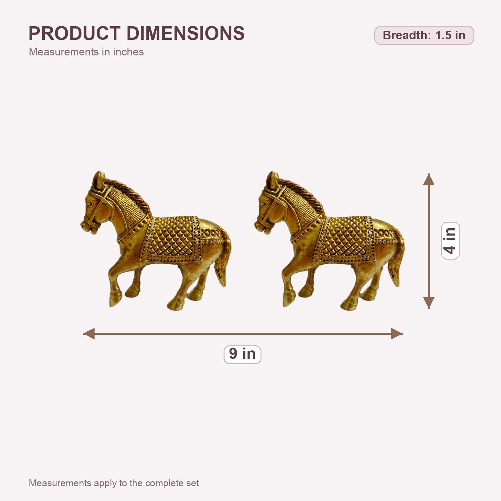 Large Brass Horse Pair — dimensions