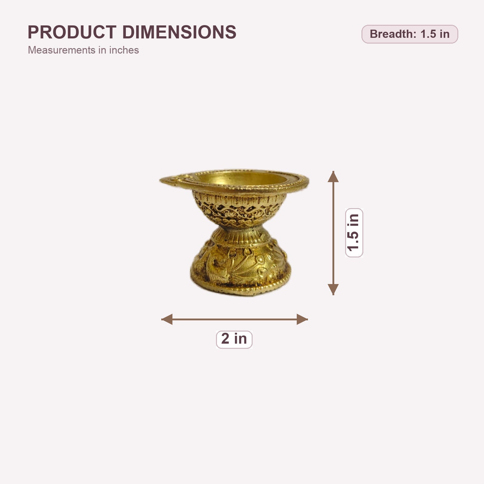 Mini Pedestal Brass Diya — dimensions