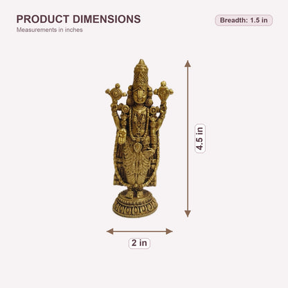 Standing Venkateswara Brass Idol — dimensions