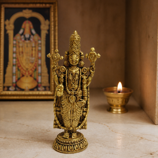 Standing Venkateswara Brass Idol — realistic live placement