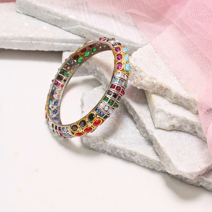 NAVRATAN NAGINA BANGLES-DUAL-TONE FINISH-SET OF 2