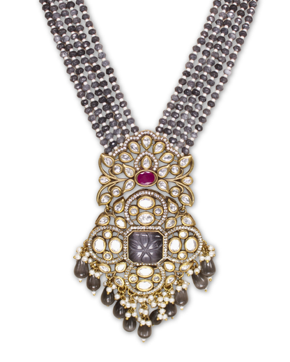 Black Moissanite & American Diamond Necklace Set