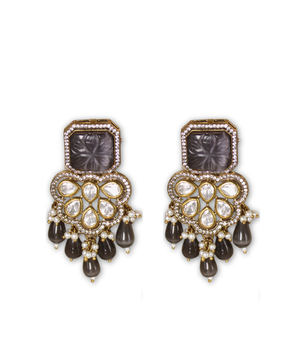 Black Moissanite & American Diamond Necklace Set