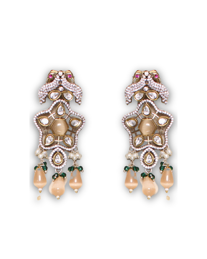 Peach Moissanite & American Diamond Necklace Set