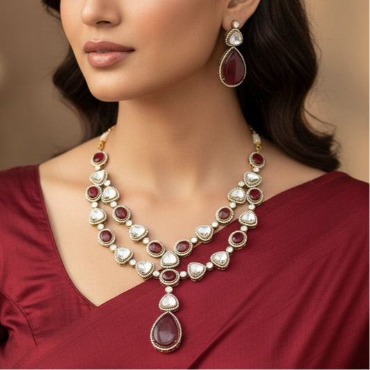 MULTIPLE POLKI DO LADI MULTI STONE NECKLACE SET