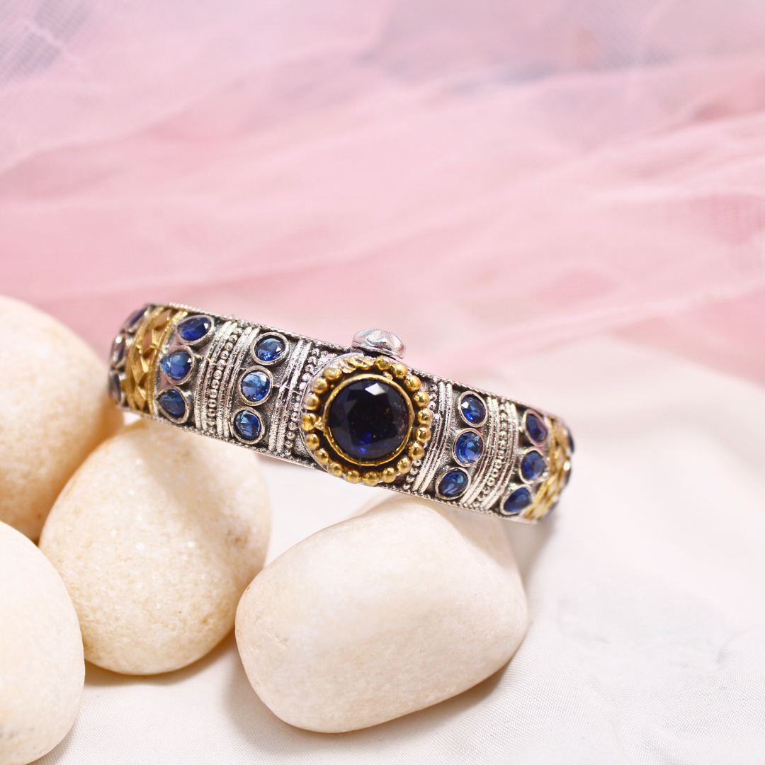 Rajwadi Kada – Vintage Heritage Kada with Traditional Blue Stone