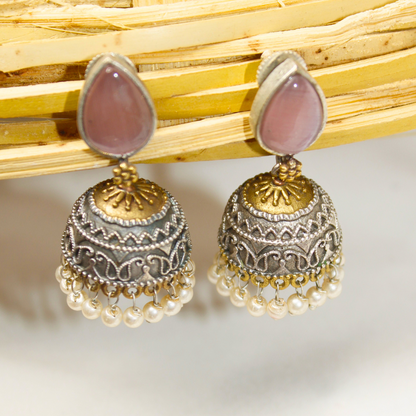 Pink Krishna Cow Motif Pendant Set