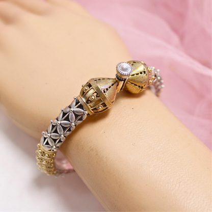 Dual Tone Oxidised Openable Kada with Antique Rajasthani Design