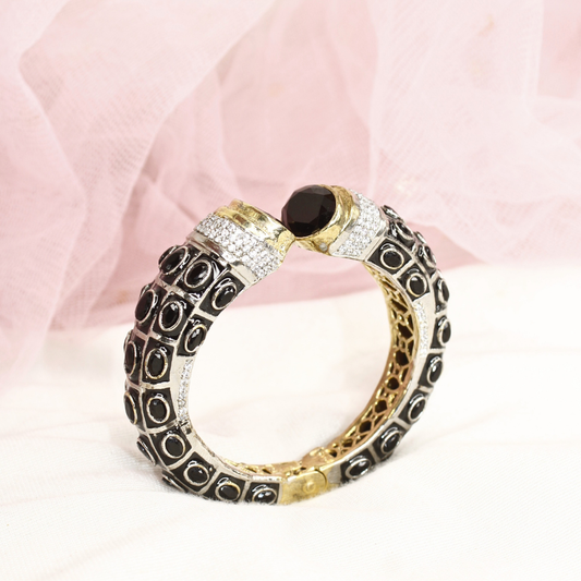 Rajwadi Meenakari Kada with Black Stones