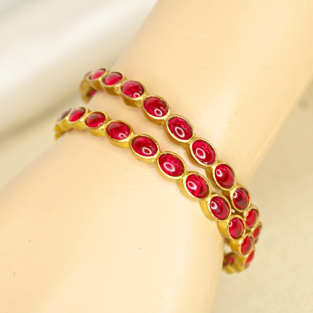 RAJWADI RUBY  (RED) BANGLE -SET OF 2
