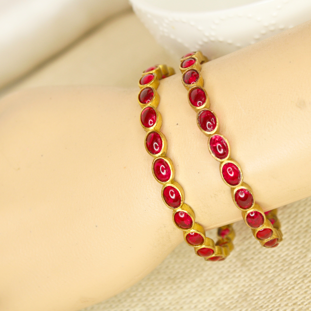 RAJWADI RUBY  (RED) BANGLE -SET OF 2