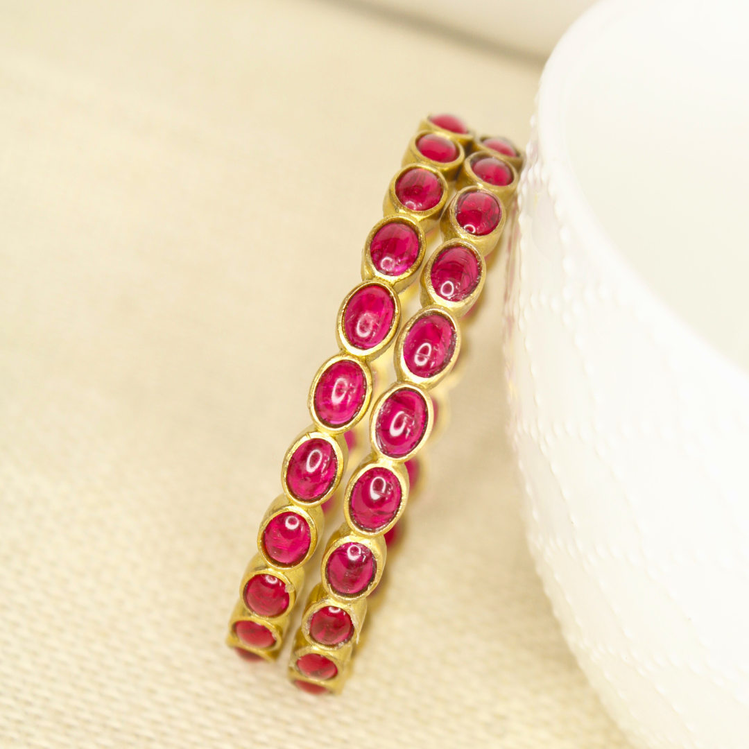 RAJWADI RUBY  (RED) BANGLE -SET OF 2