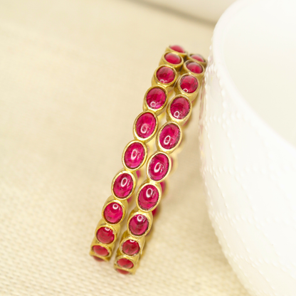 RAJWADI RUBY  (RED) BANGLE -SET OF 2