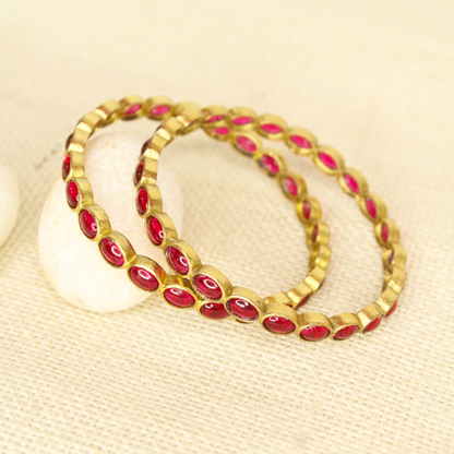 RAJWADI RUBY  (RED) BANGLE -SET OF 2