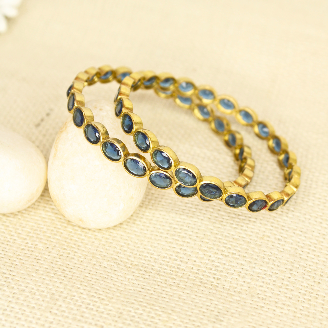 RAJWADI BLUE BANGLE -SET OF 2