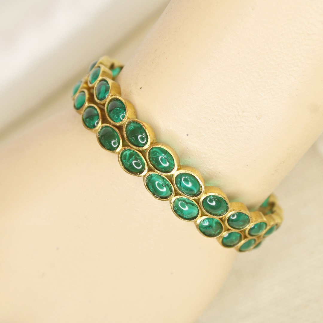RAJWADI EMERALD (GREEN) BANGLE -SET OF 2
