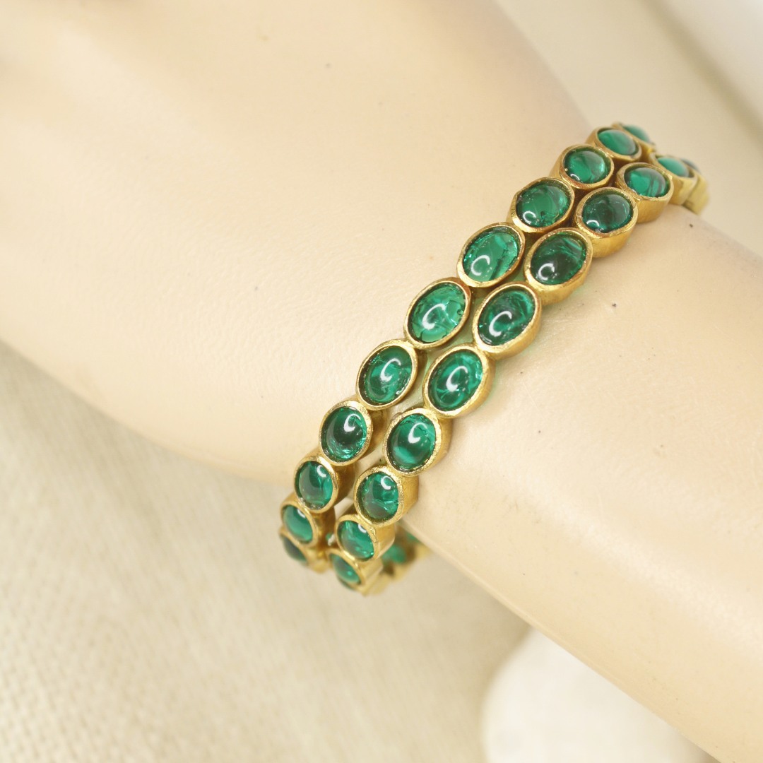 RAJWADI EMERALD (GREEN) BANGLE -SET OF 2