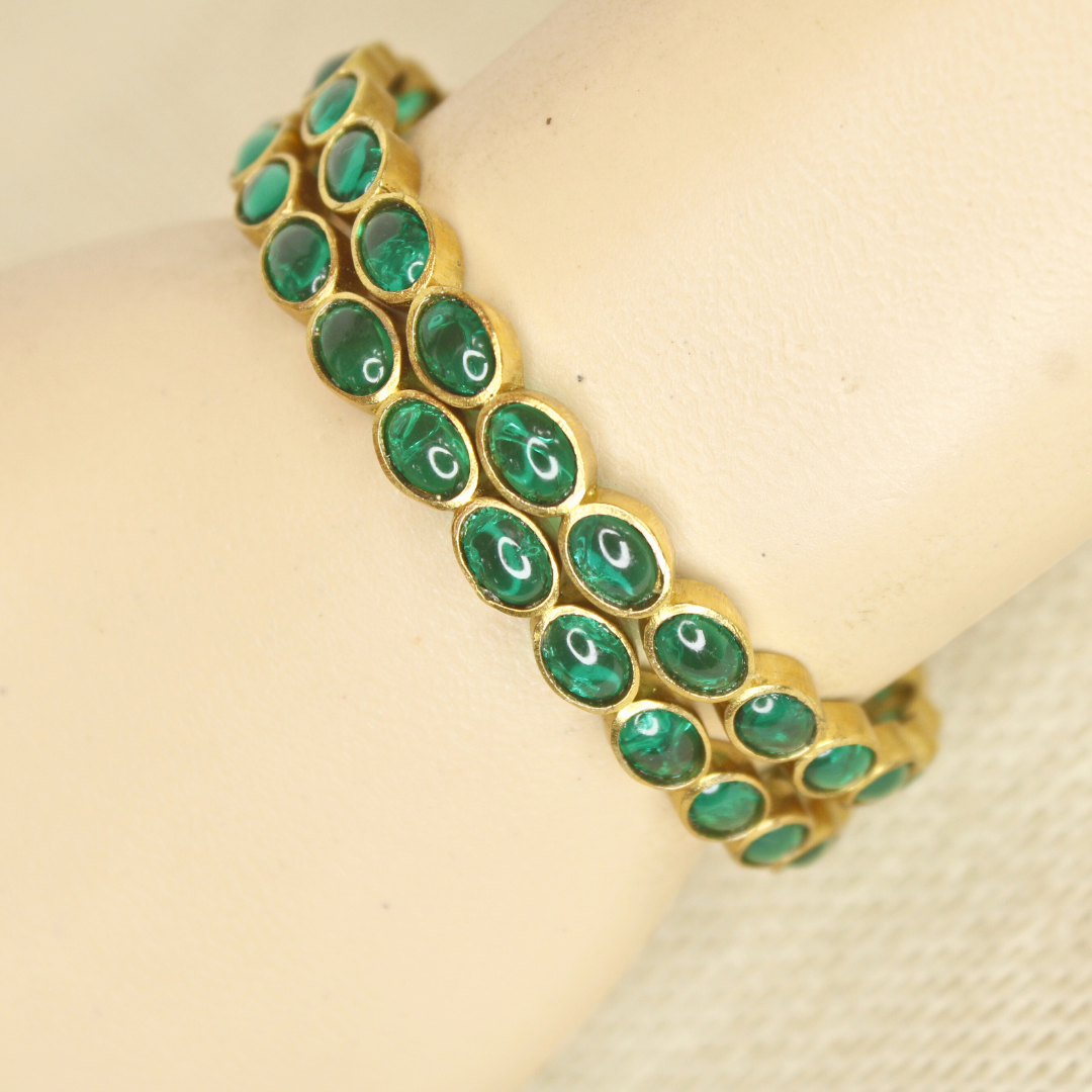 RAJWADI EMERALD (GREEN) BANGLE -SET OF 2