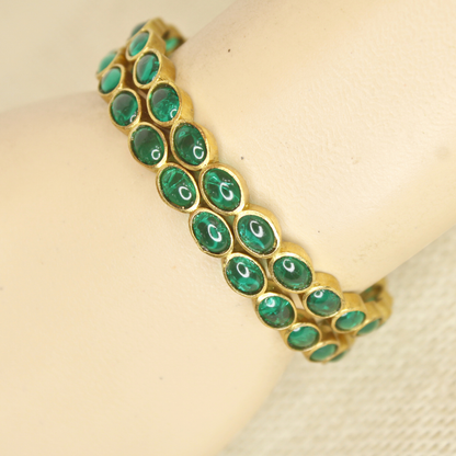 RAJWADI EMERALD (GREEN) BANGLE -SET OF 2