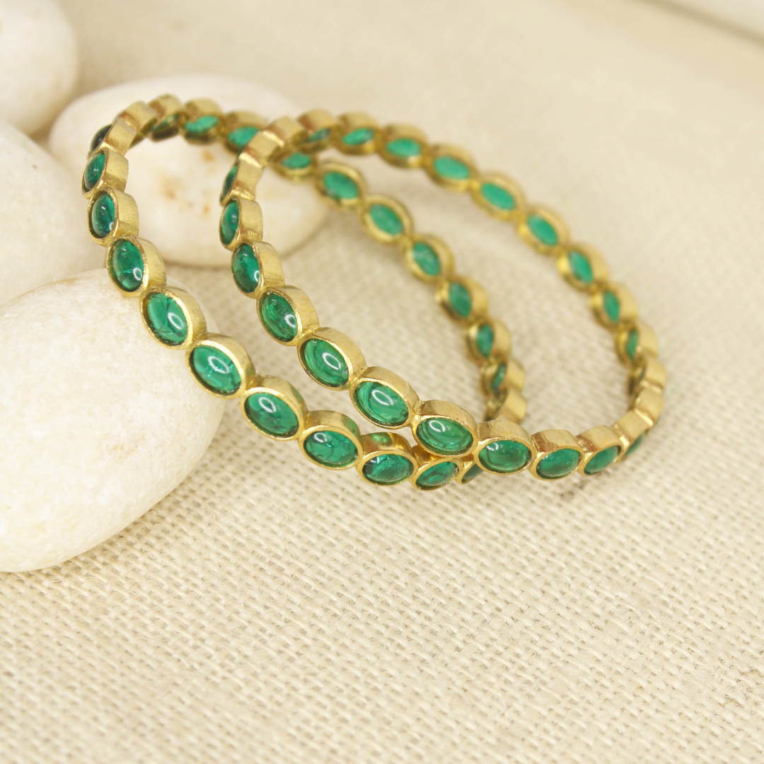 RAJWADI EMERALD (GREEN) BANGLE -SET OF 2