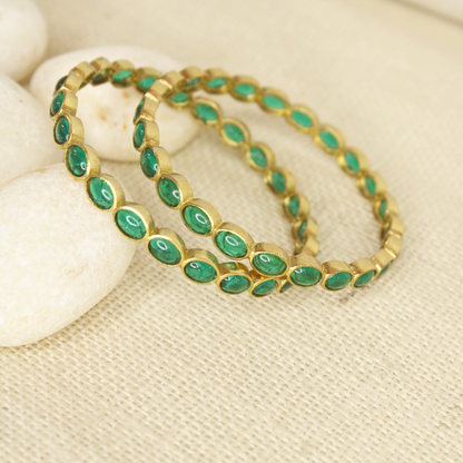 RAJWADI EMERALD (GREEN) BANGLE -SET OF 2