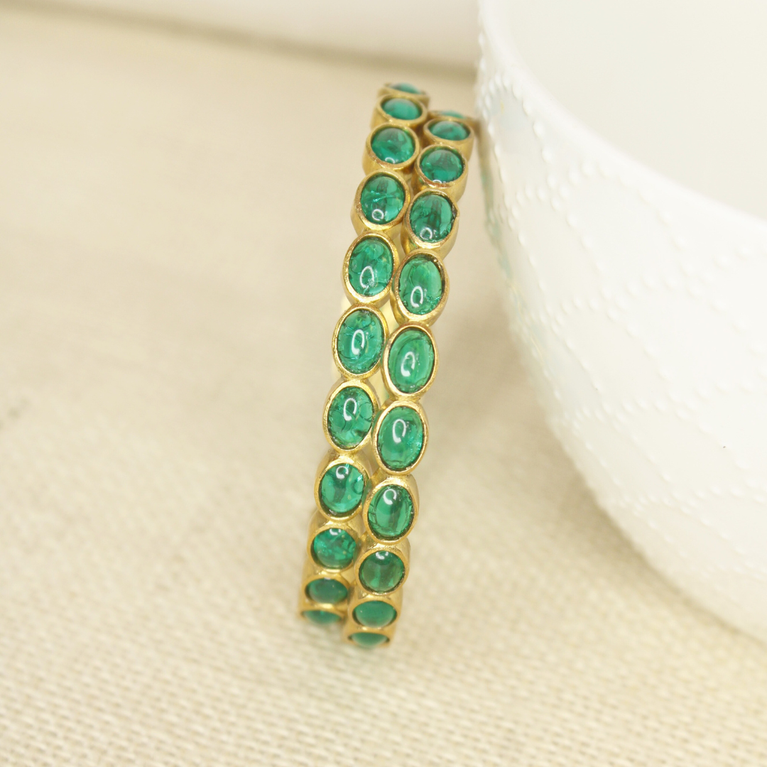 RAJWADI EMERALD (GREEN) BANGLE -SET OF 2