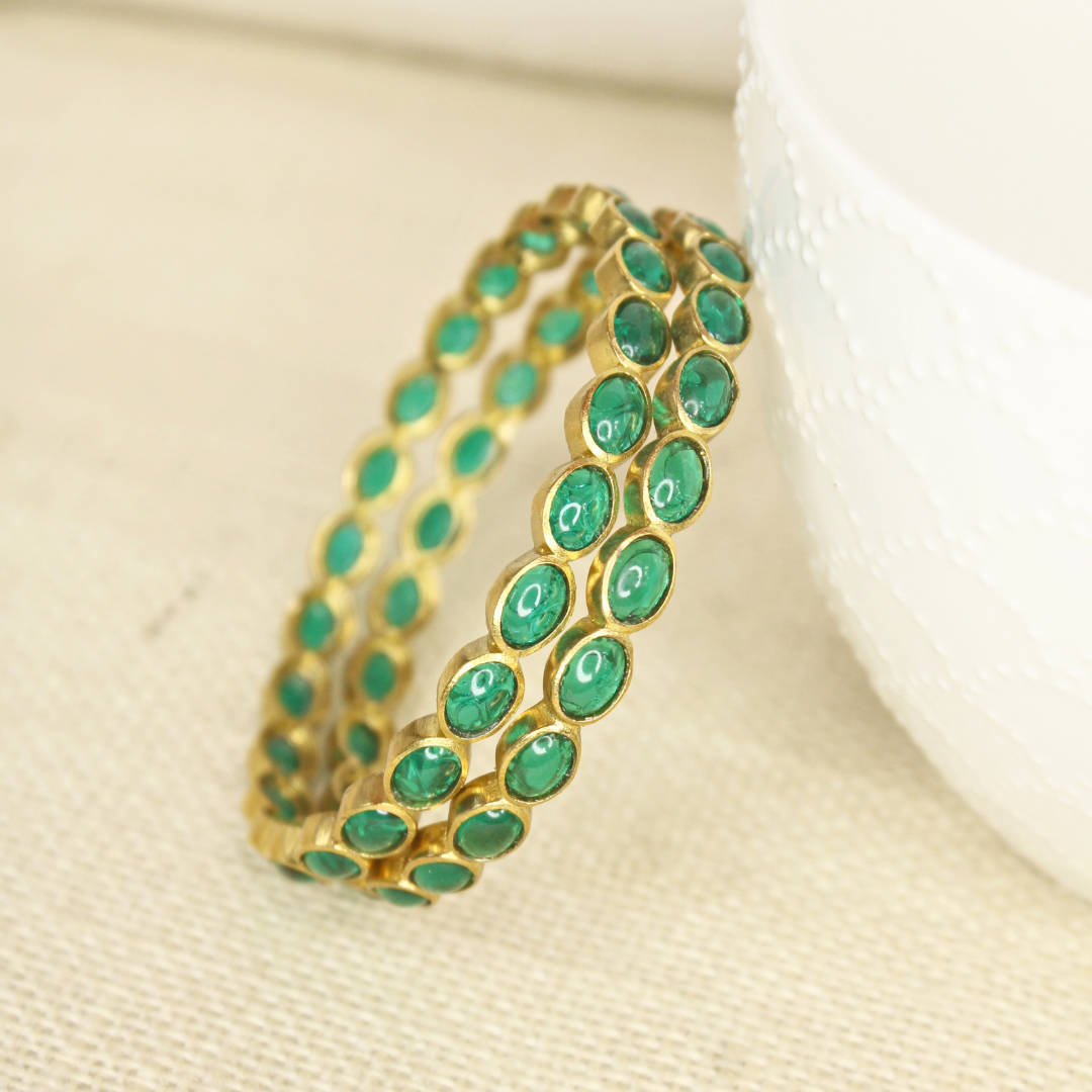 RAJWADI EMERALD (GREEN) BANGLE -SET OF 2