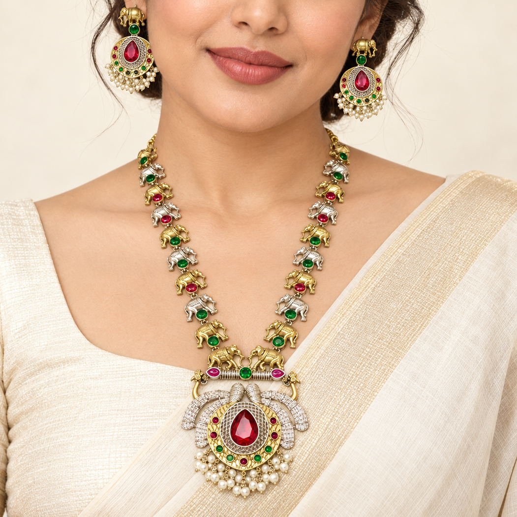 Haathi Pair Dual Tone Long Haar-Red & Green