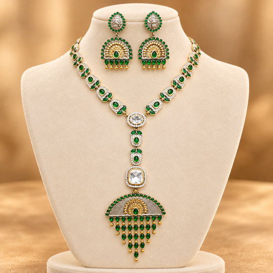 Fusion Polki Zircon Necklace Set