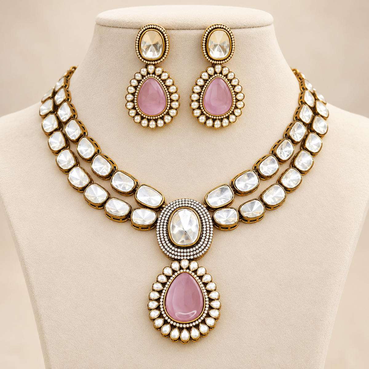 Polki Necklace Set- Celebrity Inspired