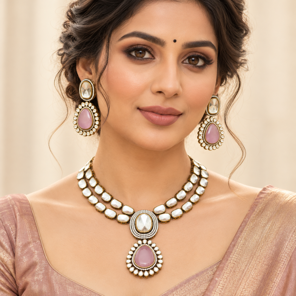 Polki Necklace Set- Celebrity Inspired