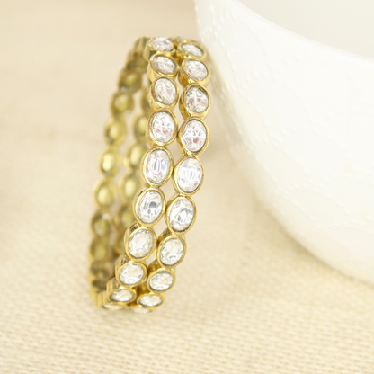 RAJWADI KUNDAN (TRANSPARENT) BANGLE -SET OF 2