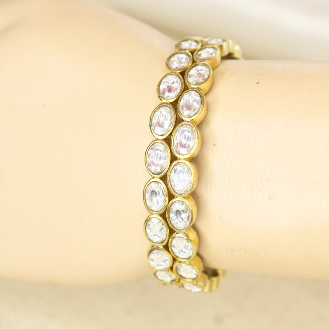 RAJWADI KUNDAN (TRANSPARENT) BANGLE -SET OF 2